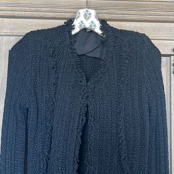 Intermix Ikaterina Fringe Knit Jacket black size 2 - Picture 8 of 16